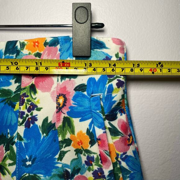 Zara Women size Large Colorful Floral High Waisted Trousers Dress Pants Pleated - Picture 7 of 11